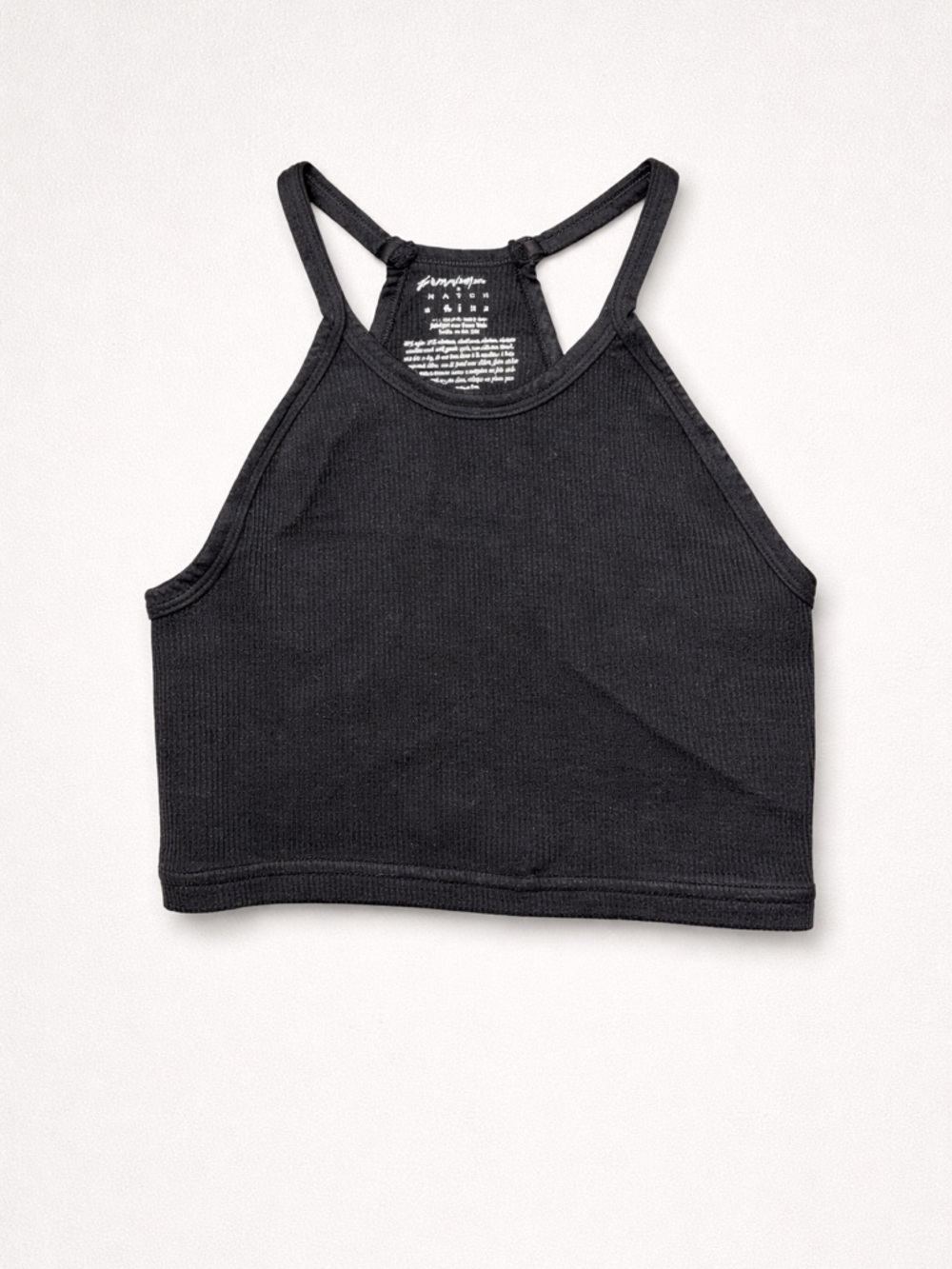 Free People x Hatch Black Ribbed Cropped Racerback Tank XS/S |‎ NWOT